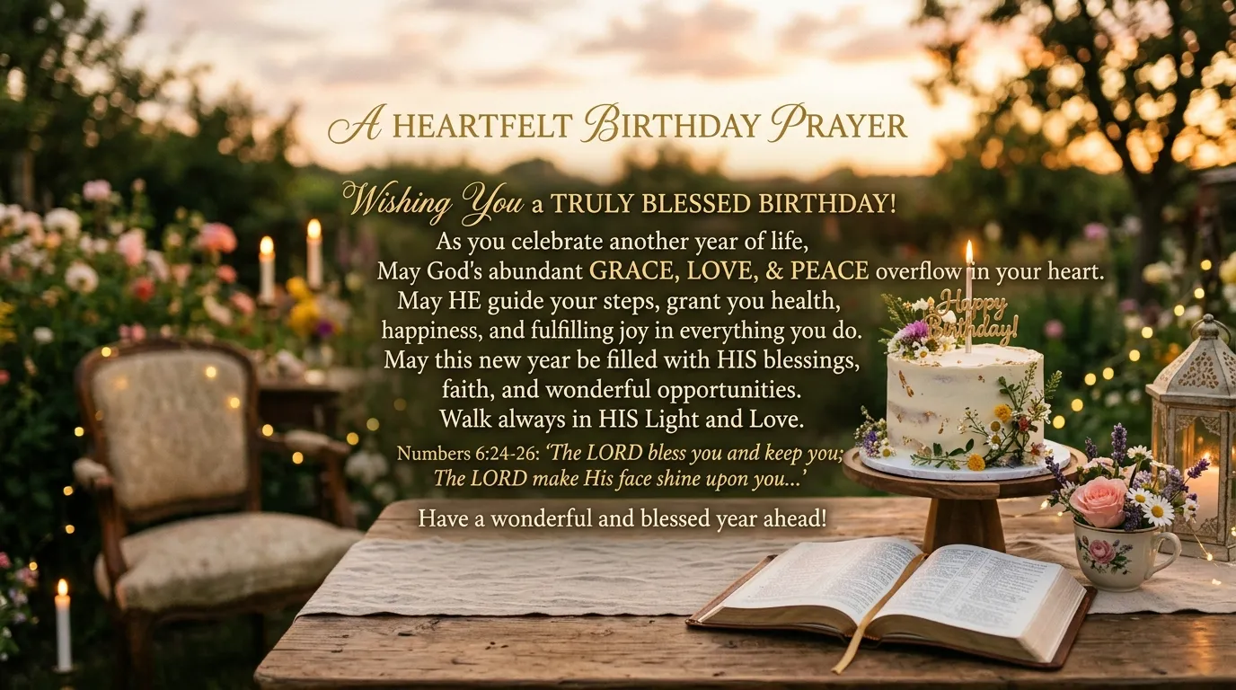 Heartfelt Birthday Greetings with Prayers for a Blessed Year